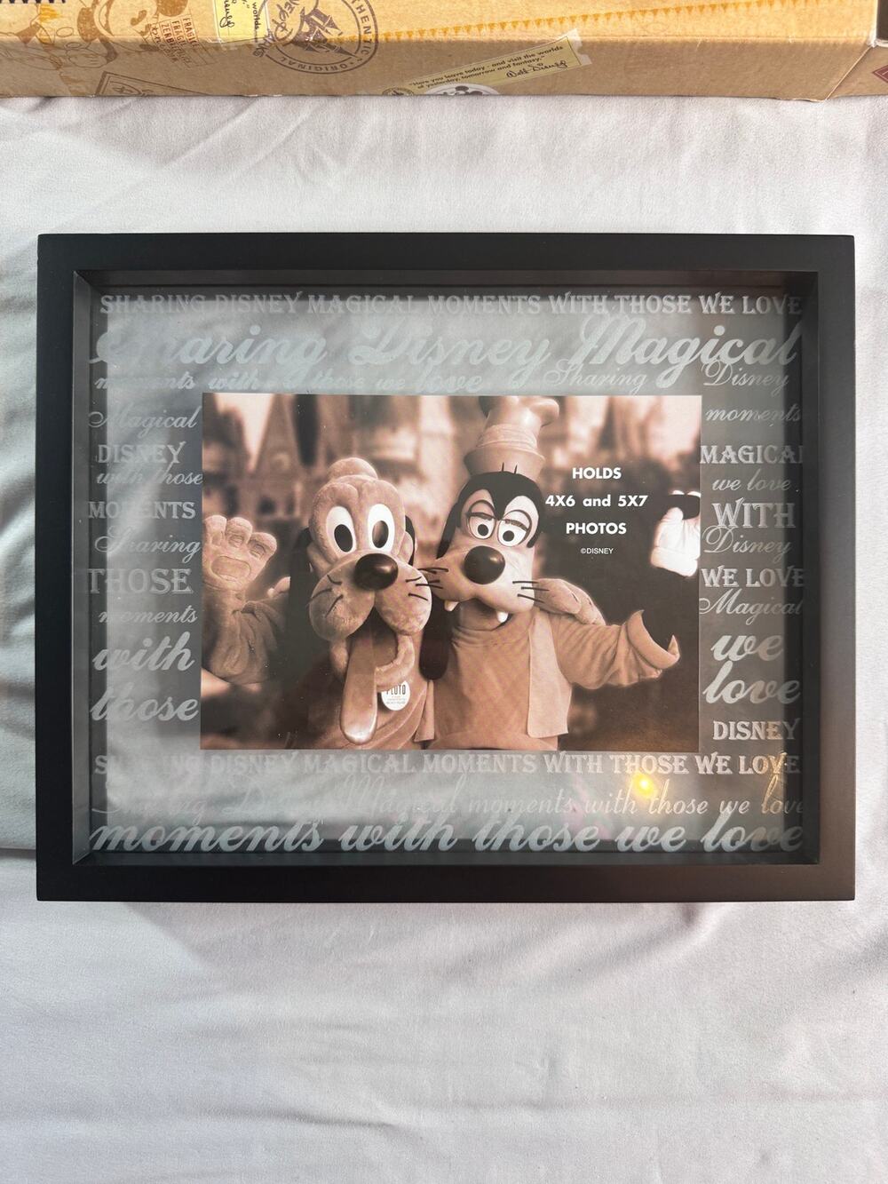 Disney Parks Frosted Glass Float Photo Frame 4x6 5x7 Pluto Goofy Original Box
